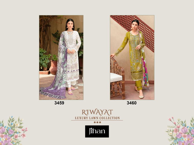 3459 And 3460 Jihan Rayon Embroidery Pakistani Suits Wholesale Shop In Surat
